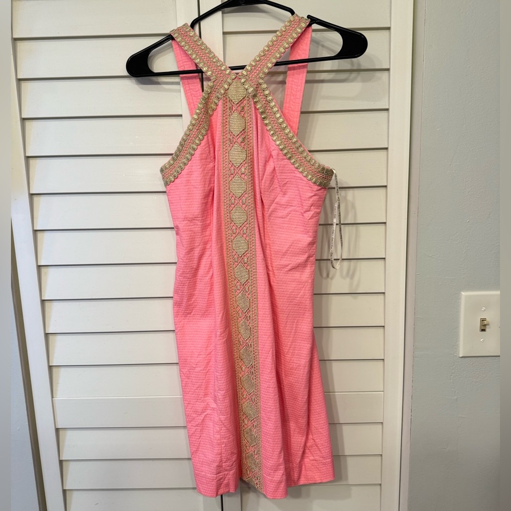 Lilly Pulitzer Pink Mini Dress with Gold Trim